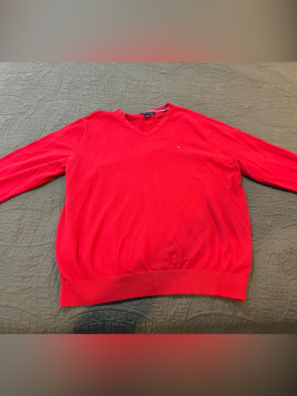 Tommy Hilfiger Men’s Red V-Neck Sweater